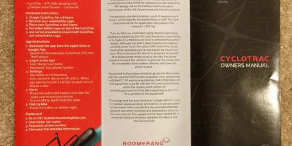 Boomerang Cyclotrac Bike Alarm Gps Manual Front