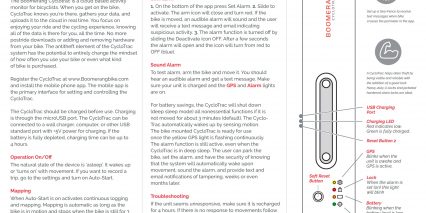 Boomerang Cyclotrac Gps Bike Security Manual Diagram
