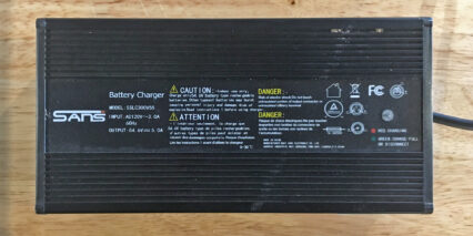 Super73 Rx 5amp 2.8lb Charger Specifications Label