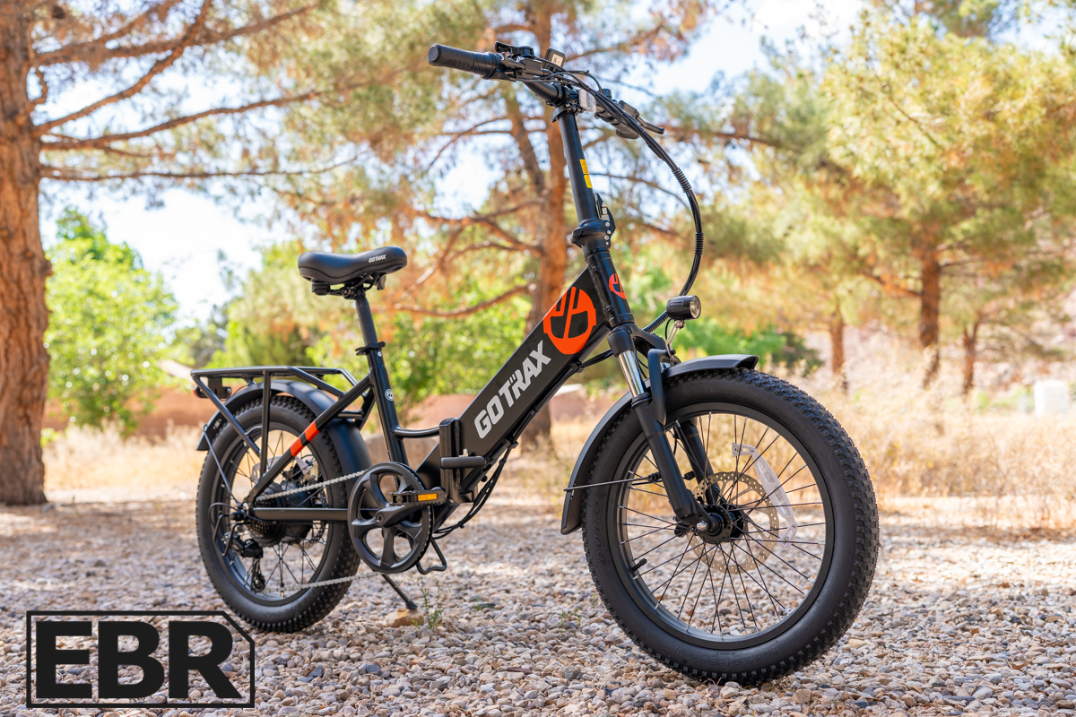 GoTrax F2 electric bike hero shot front three-quarter view