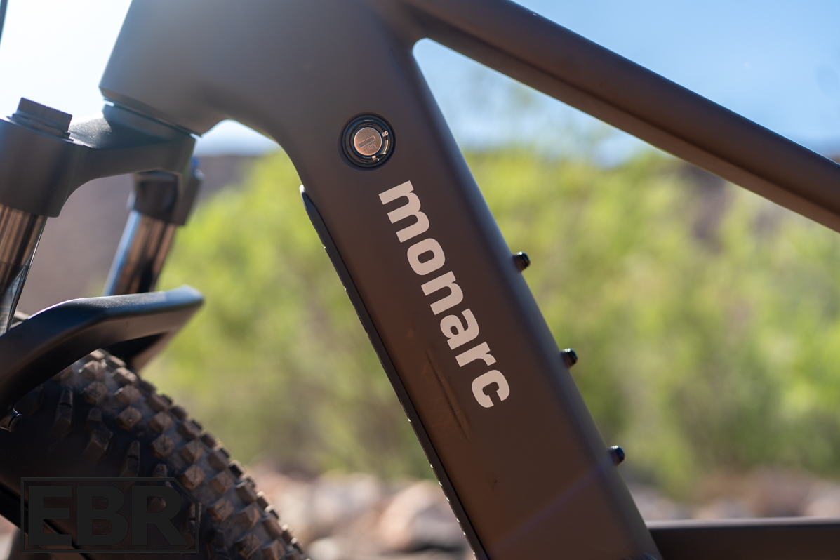 Monarc Marker HS electric bike logo badge detail