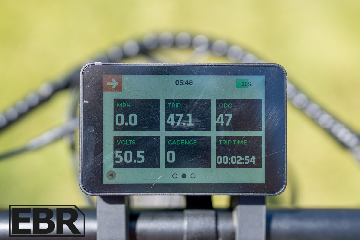 Monarc Marker ST electric bike display screen close-up showing control interface