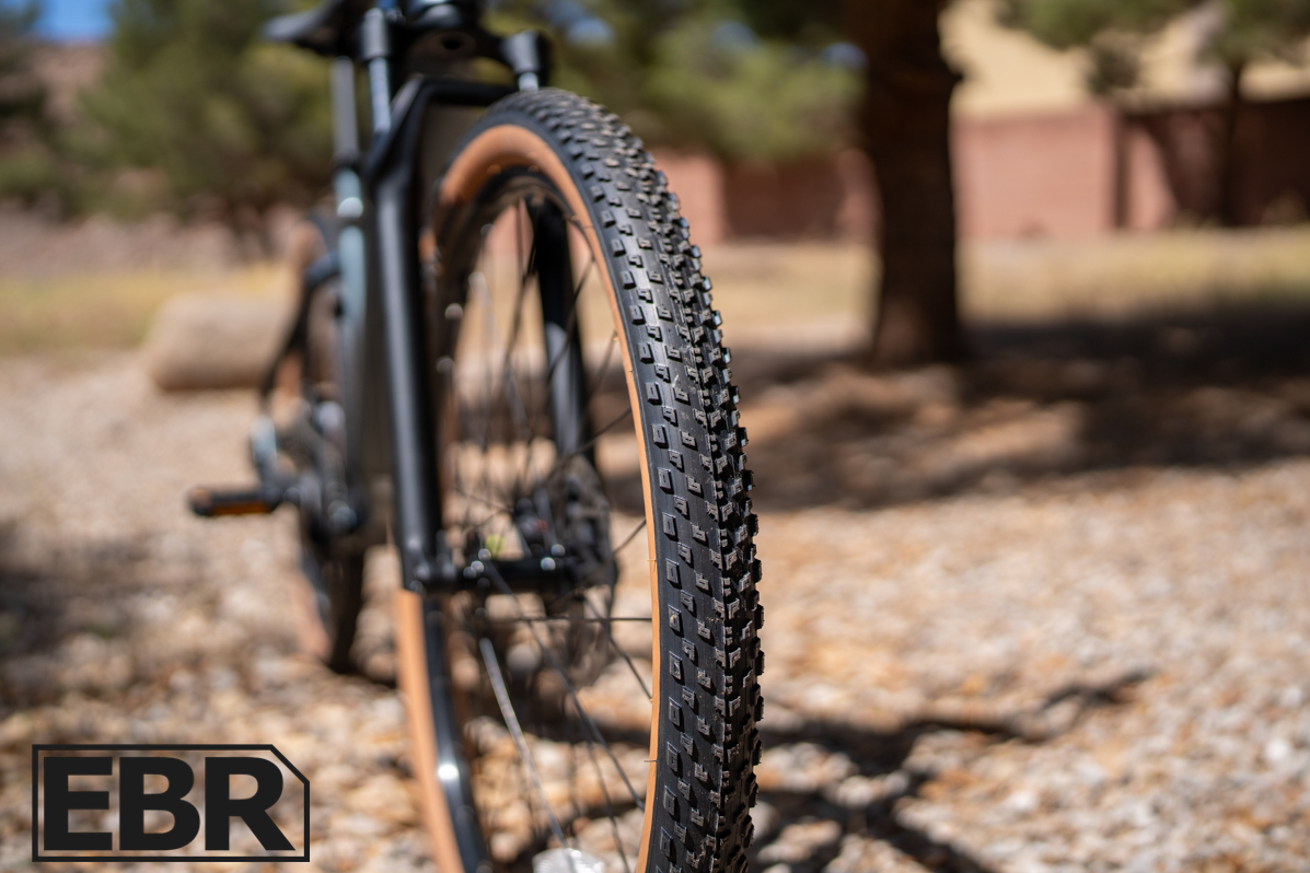 Close-up of the Ride1Up Vorsa Lite tire tread pattern showing grip and durability
