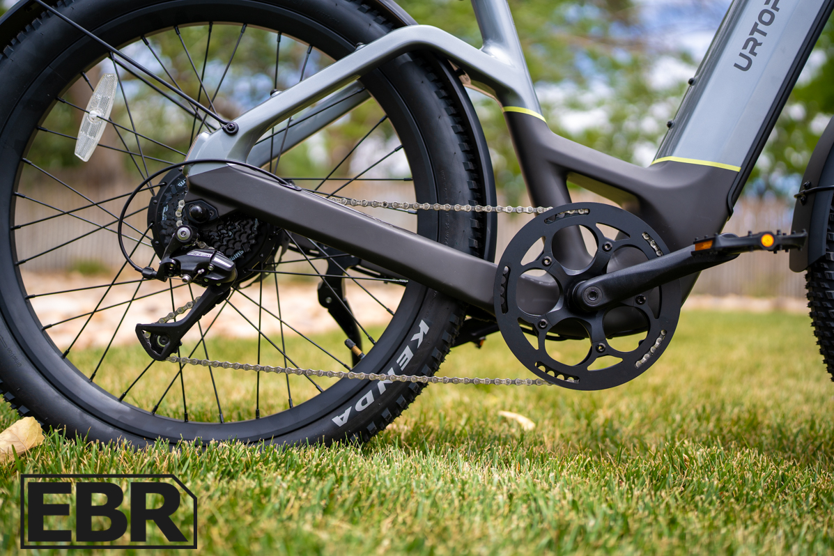 Urtopia Carbon Atom e-bike drivetrain components including chain motor and gearing system