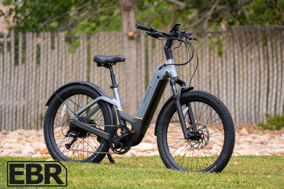 Urtopia Carbon Atom electric bike hero shot front three-quarter view
