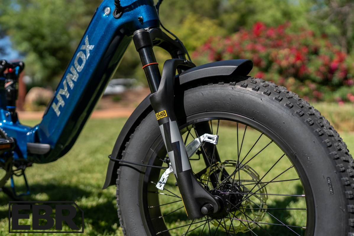 Hynox Trooper X front suspension fork close-up detail view