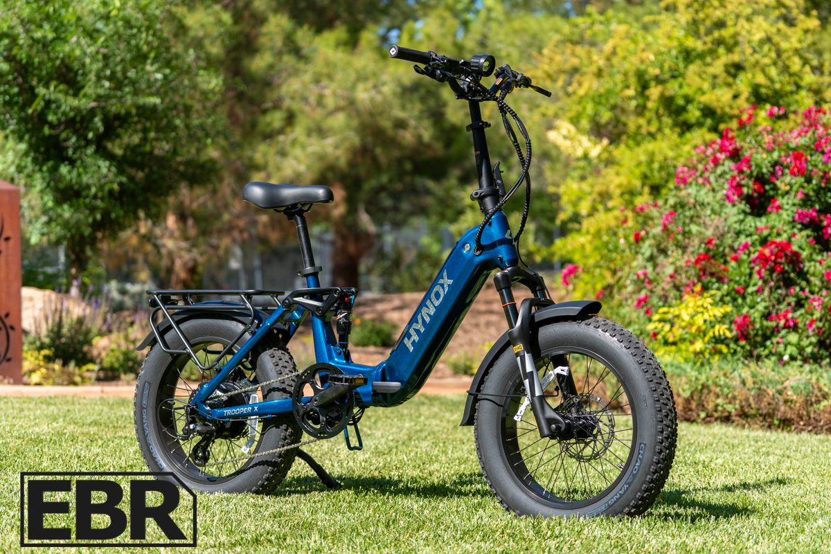 Hynox Trooper X electric bike hero shot front three-quarter view