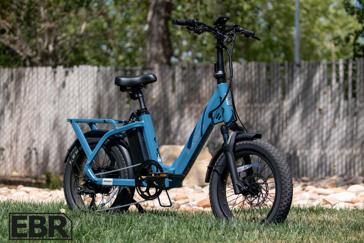 Pedego Latch 2 electric bike hero shot showcasing full profile view of the folding e-bike