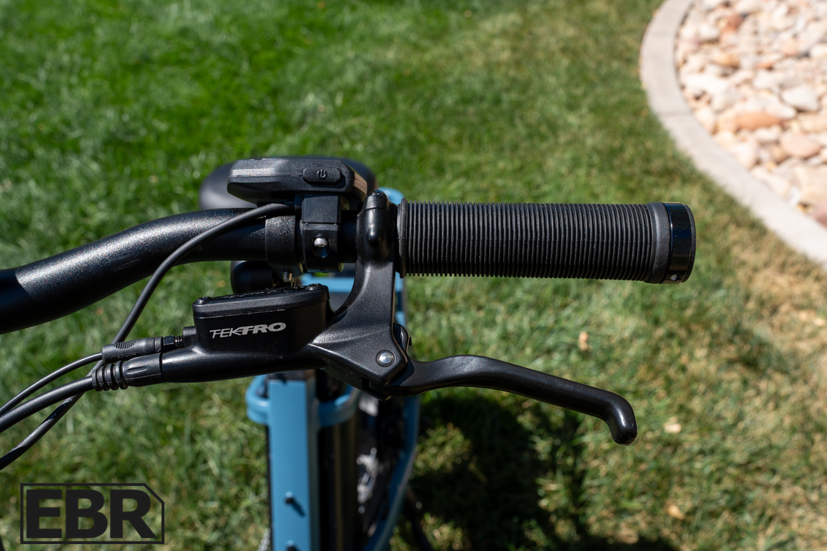 Pedego Latch 2 left side handlebar controls and front-facing cockpit view