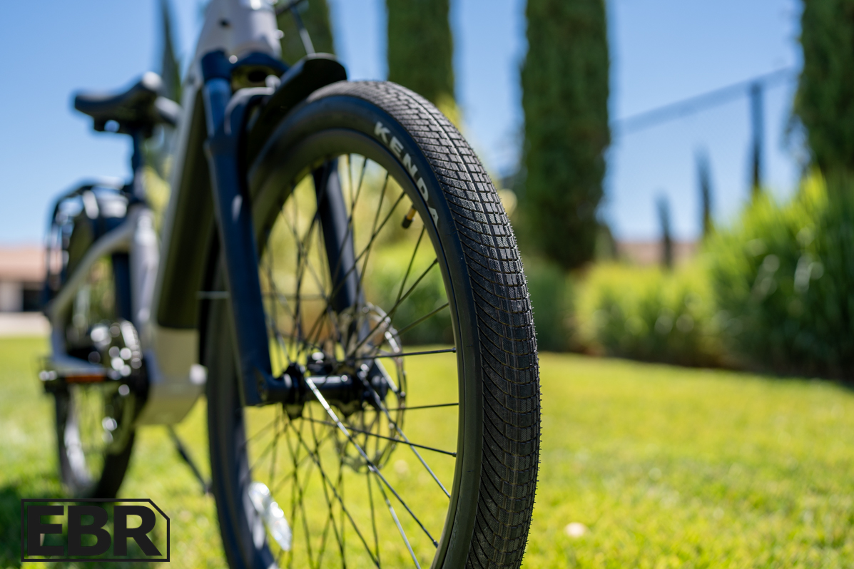 Pedego Ridge Rider 2 knobby tire tread pattern close-up detail