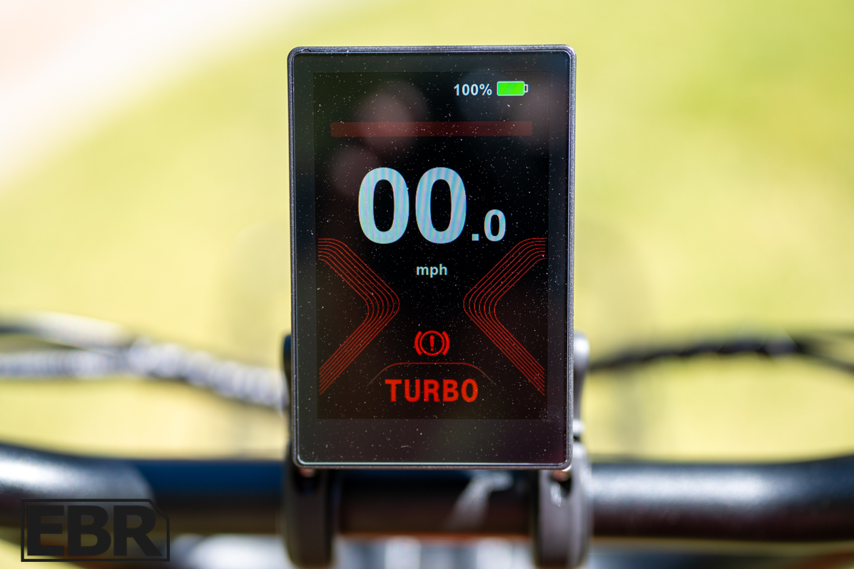 Mooncool TK2 Trike LCD display panel showing speed battery and assist level settings