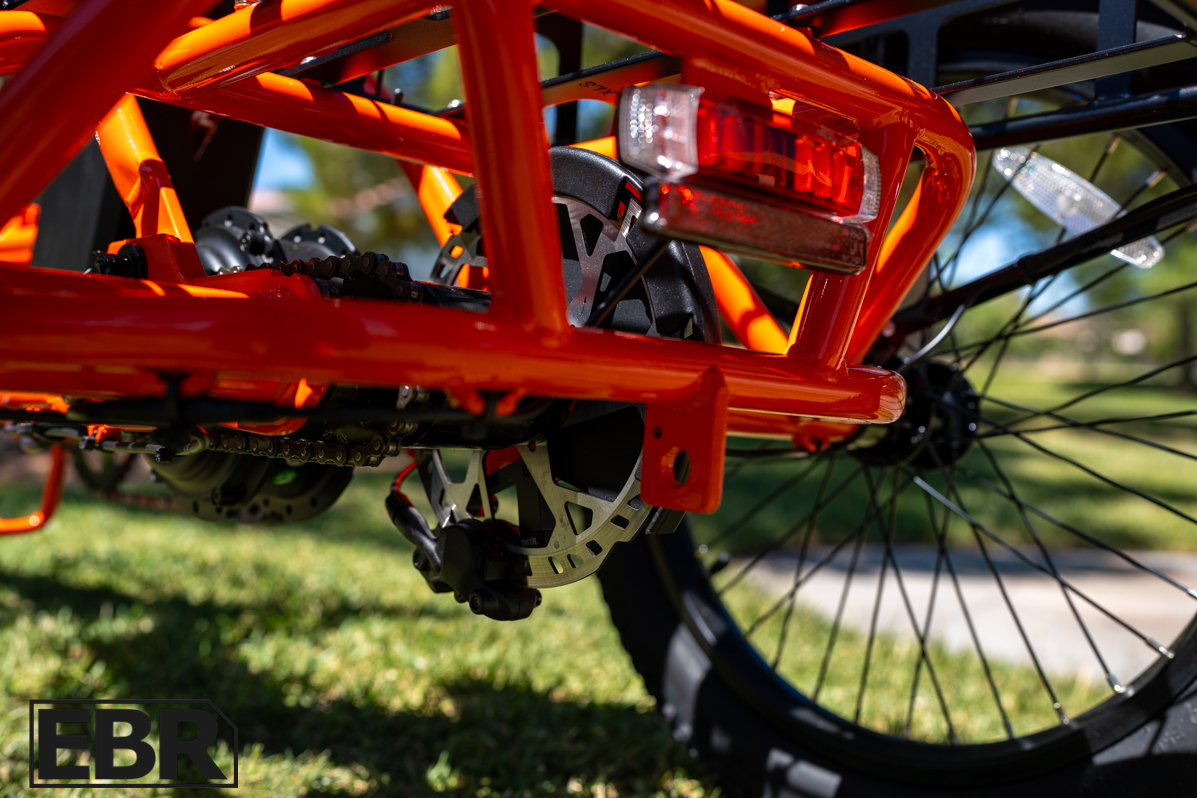 Mooncool TK2 Trike rear brake caliper close-up detail