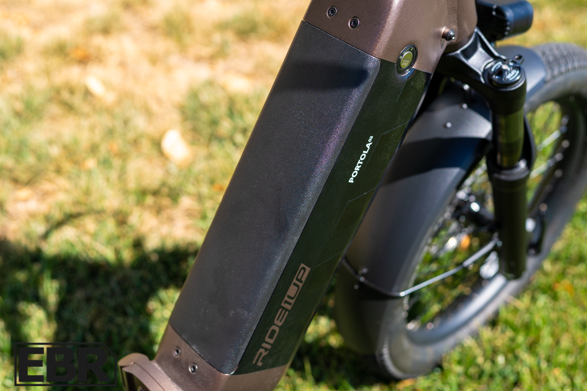 Ride1Up Portola 02 battery pack close-up detail view
