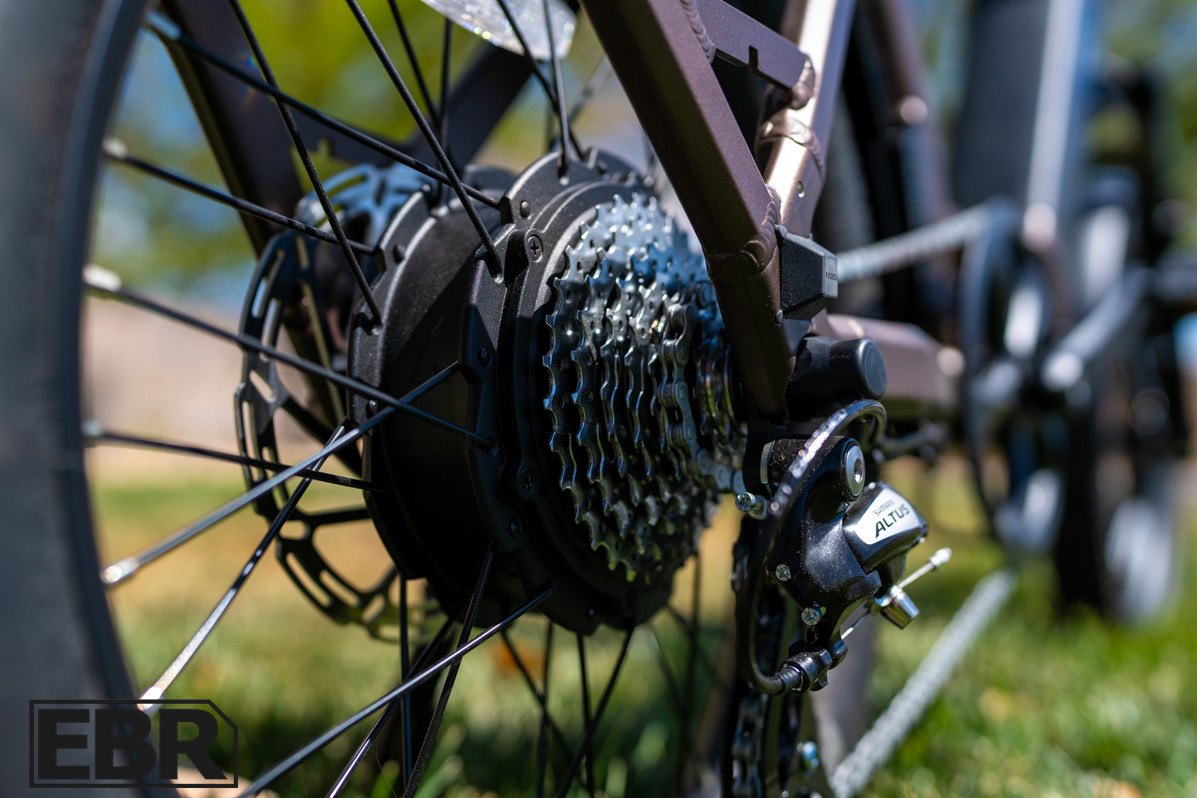 Ride1Up Portola 02 rear cassette close-up showing gear cluster detail