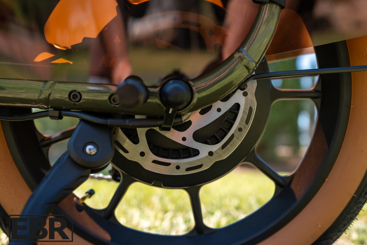 Segway Muxi rear brake caliper close-up detail