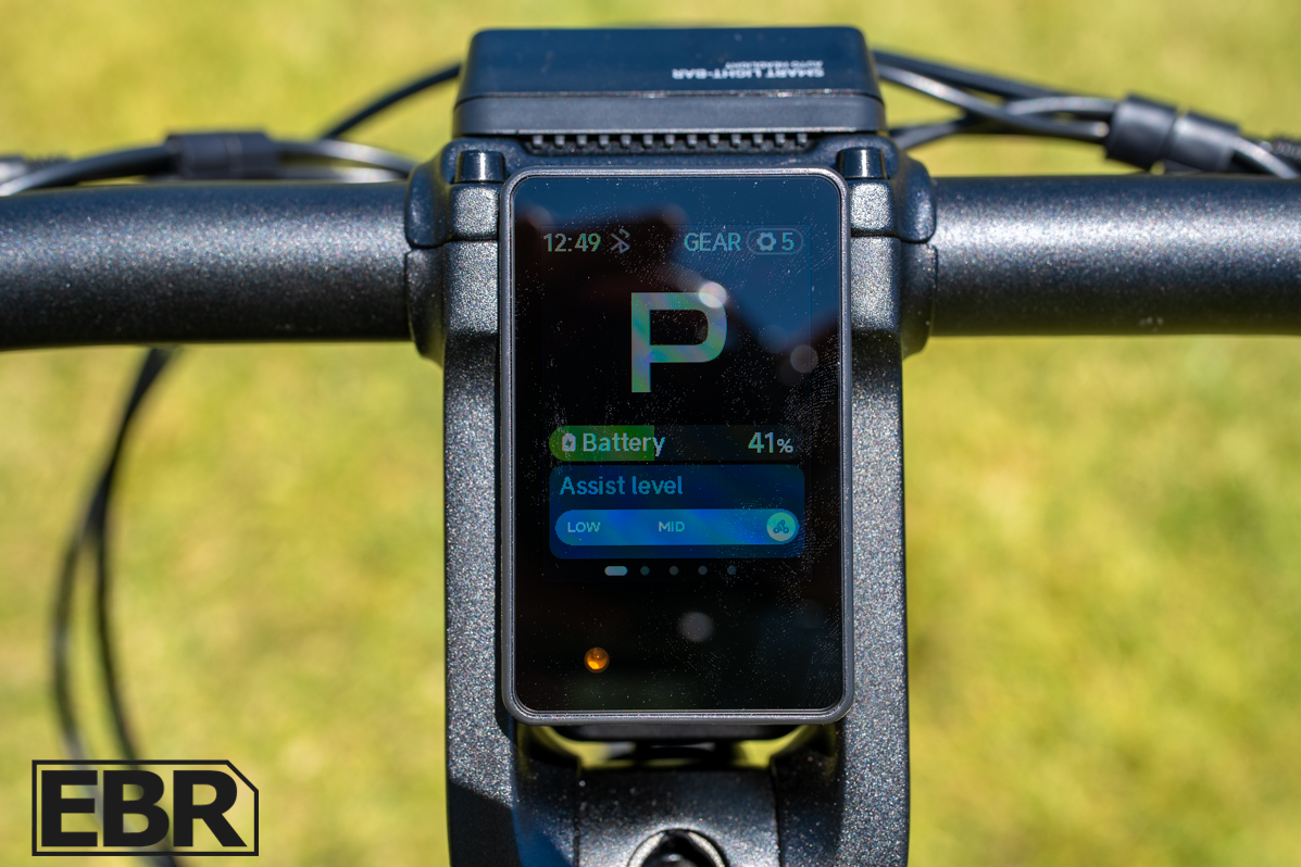 Segway Myon electric bike display screen showing ride data and settings