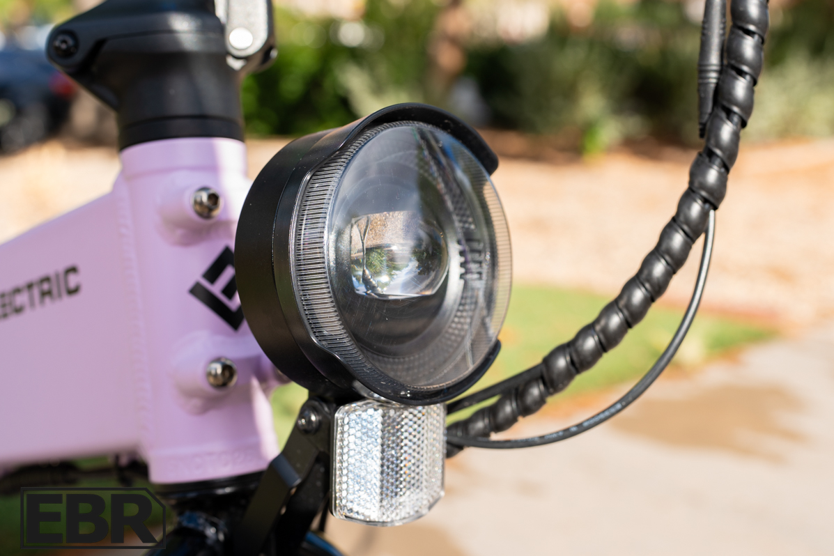Lectric XP Lite 3 headlight up close showing front lighting system