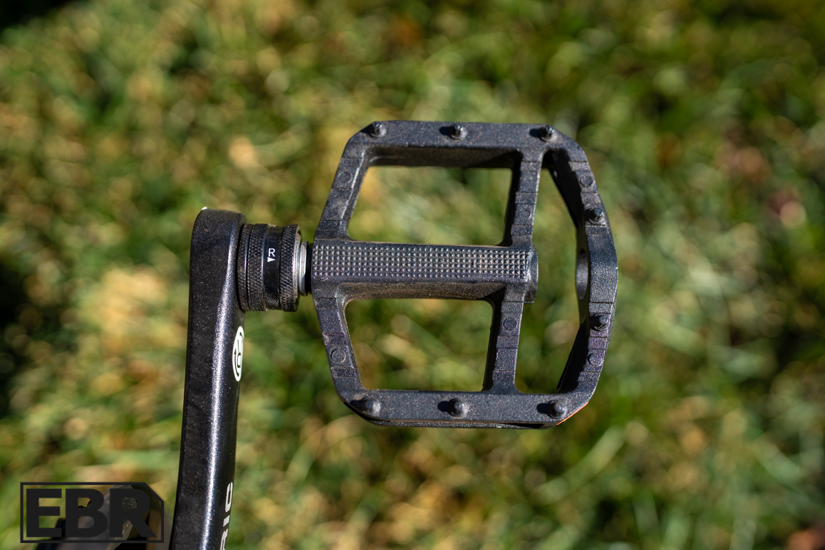Lectric XPress Lite pedal and pedal removal feature close-up detail