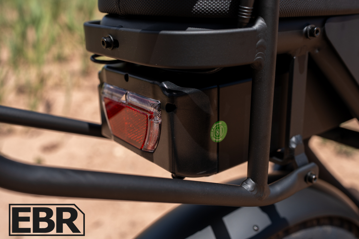 Pedal Electric AWD-S battery pack detail view showing power storage component