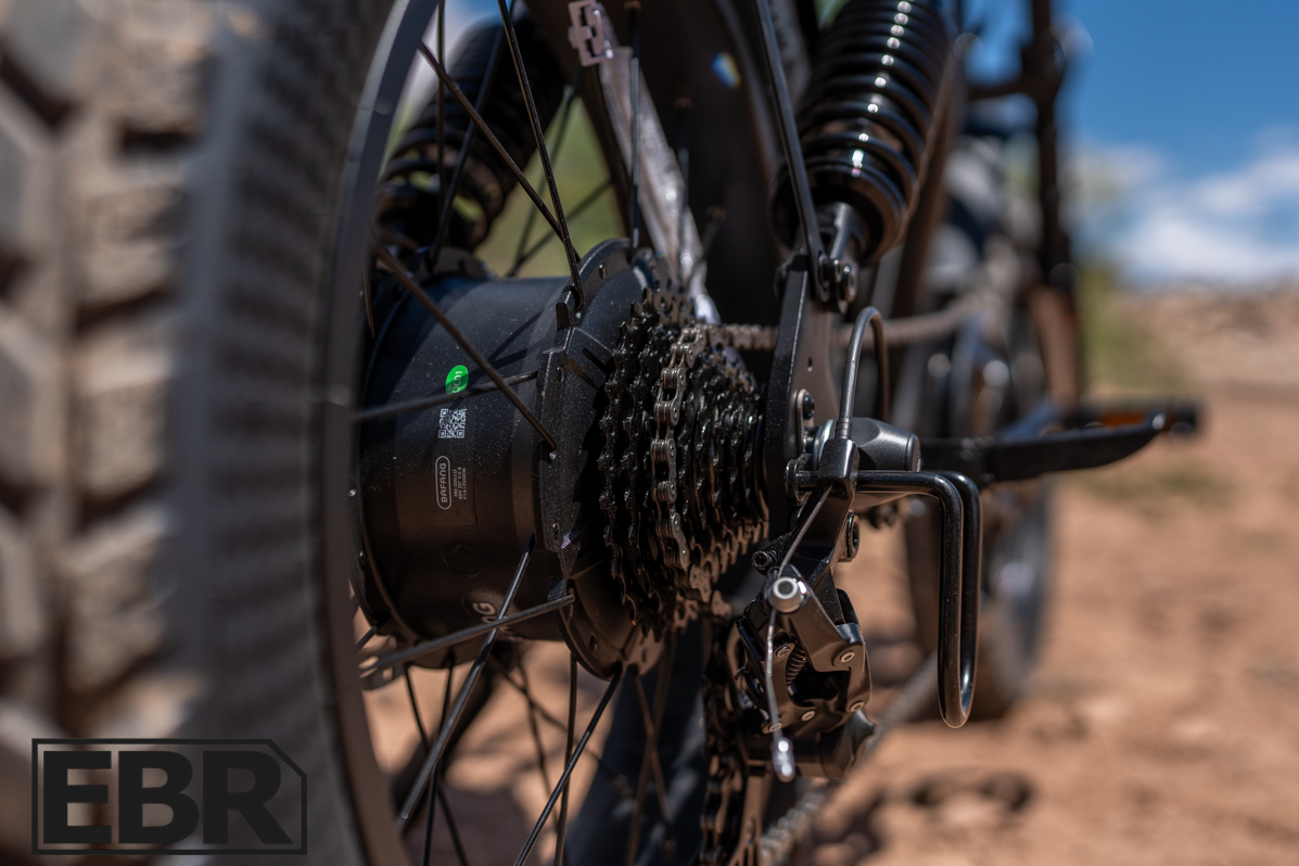 Pedal Electric AWD-S rear cassette close-up showing drivetrain components
