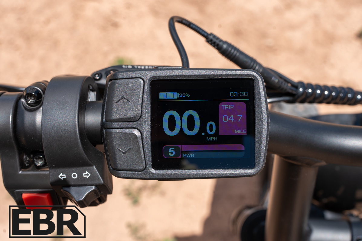 Pedal Electric AWD-S display screen showing ride data and assist settings