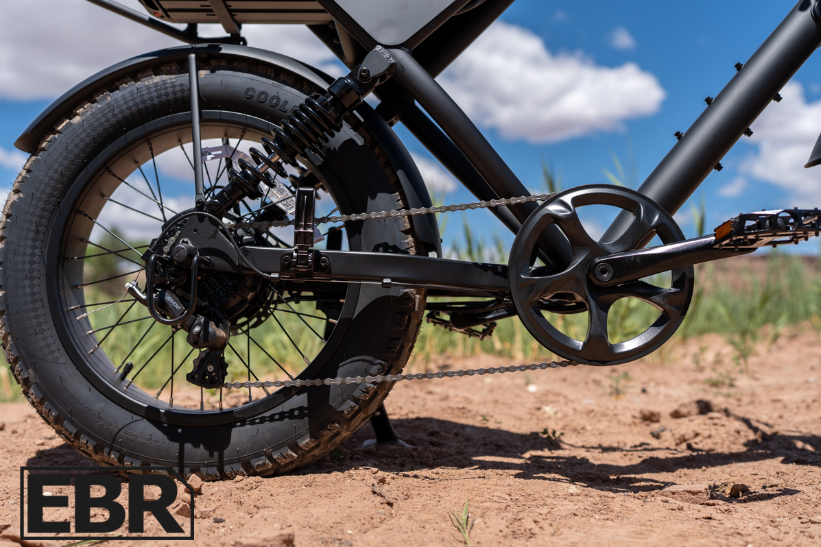 Pedal Electric AWD-S drivetrain close-up showing all-wheel drive motor and transmission components